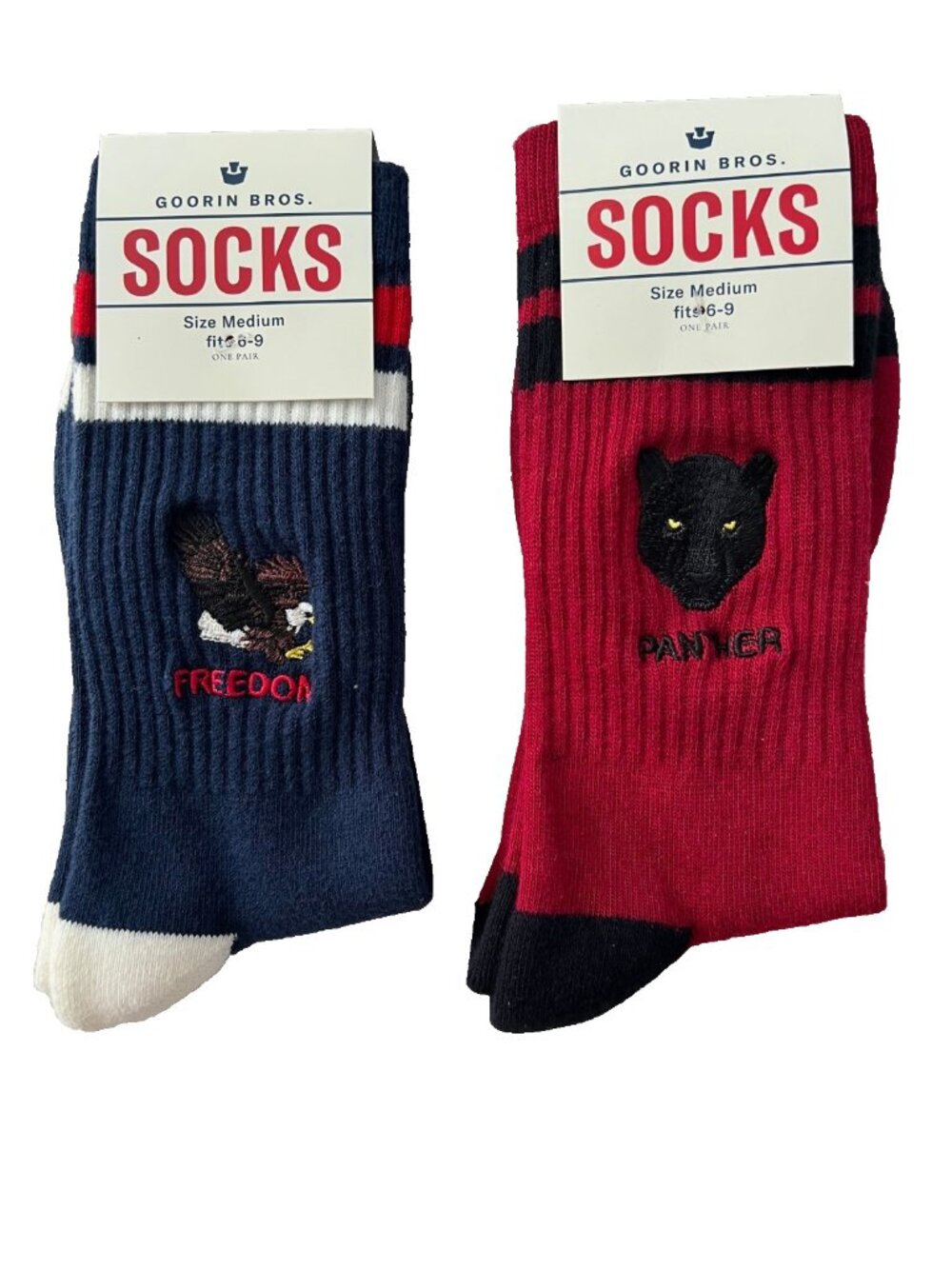 Goorin Bros Set of 2 Combed Cotton Rib Socks Freedom & Panther ( M )